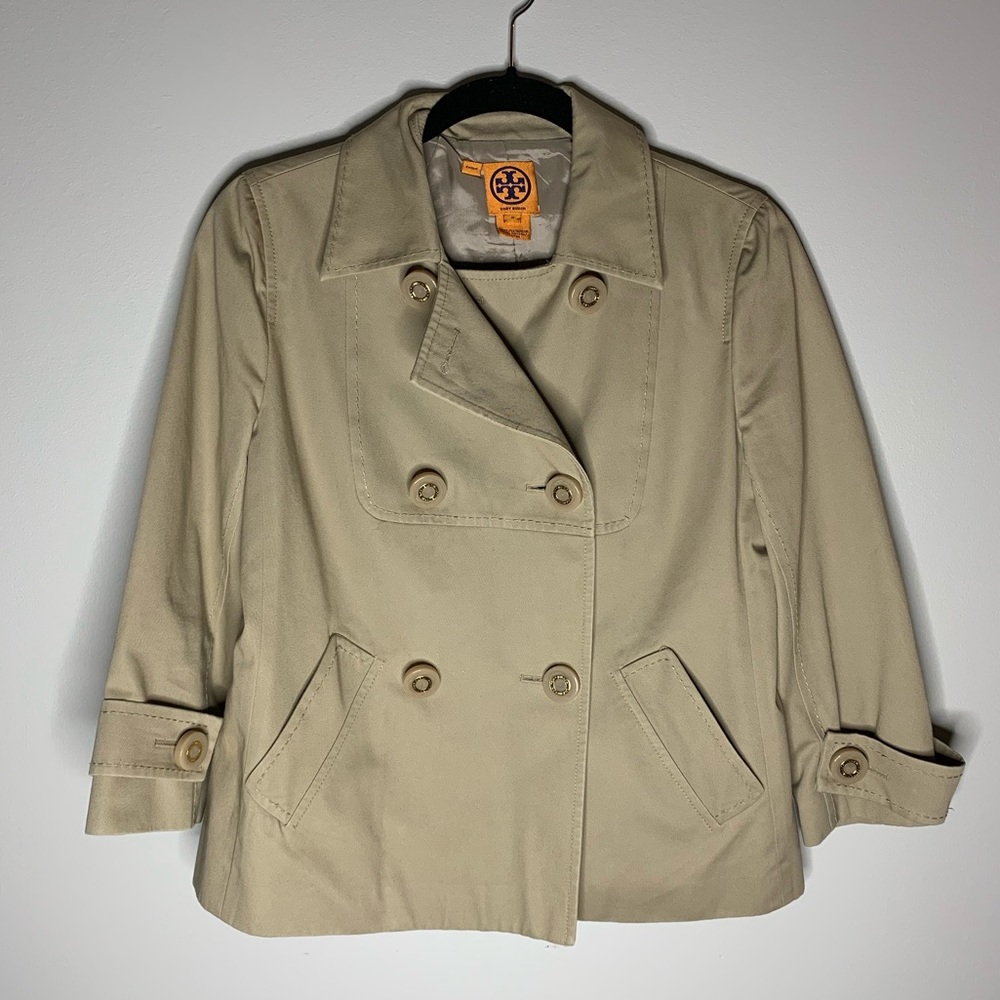 Tory Burch cropped trench overcoat